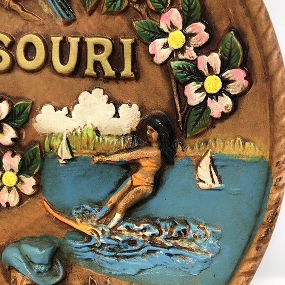 Missouri Gun Totin Hillbbilly Souvenir Wall Plate Kitschy 3D Vintage Japan 8in - Picture 4 of 11